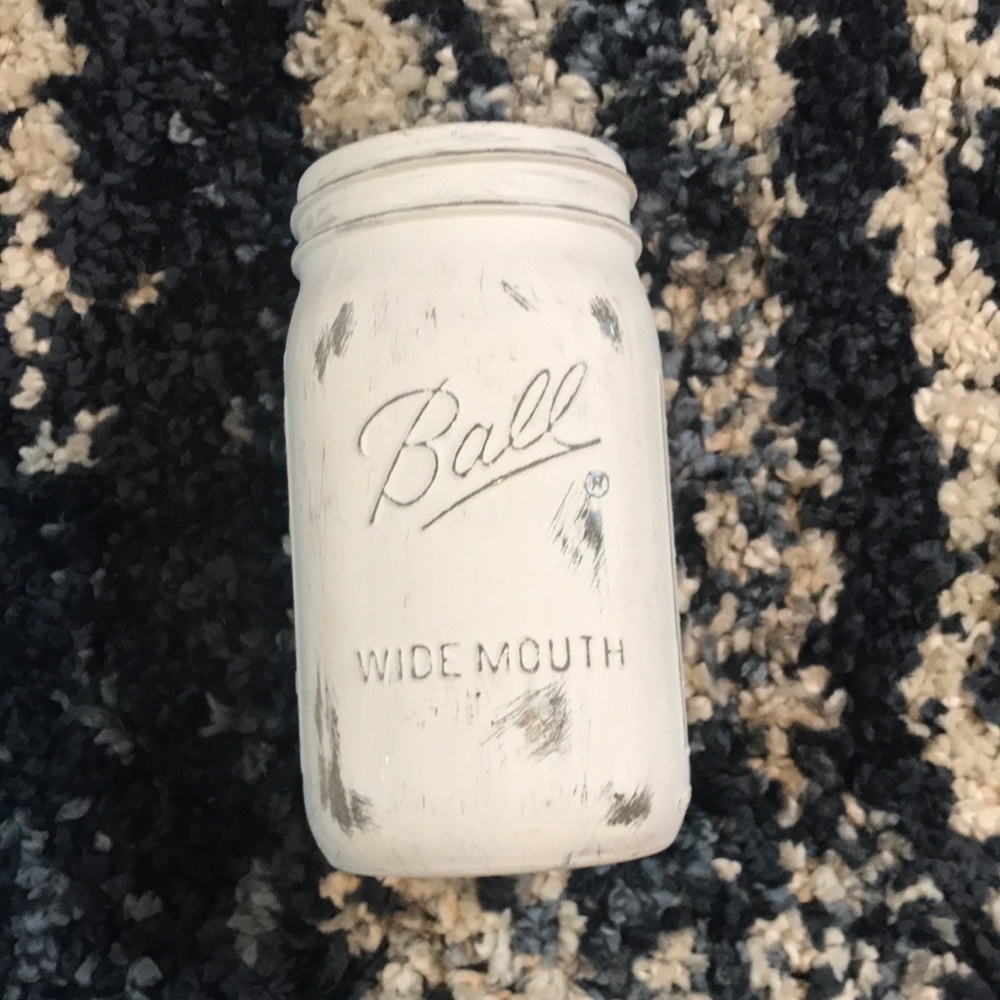Chalk paint mason jar quart size - vase